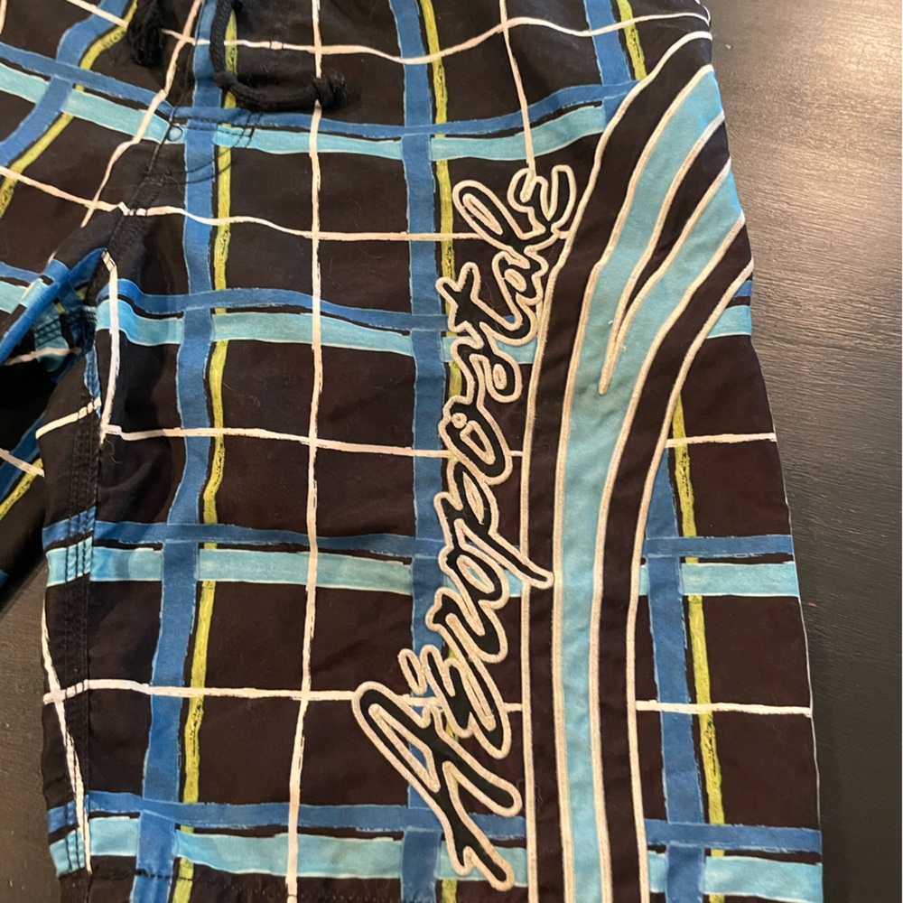 Aeropostale Men's Blue Plaid Swim Shorts Size 34 - Picture 2 of 6
